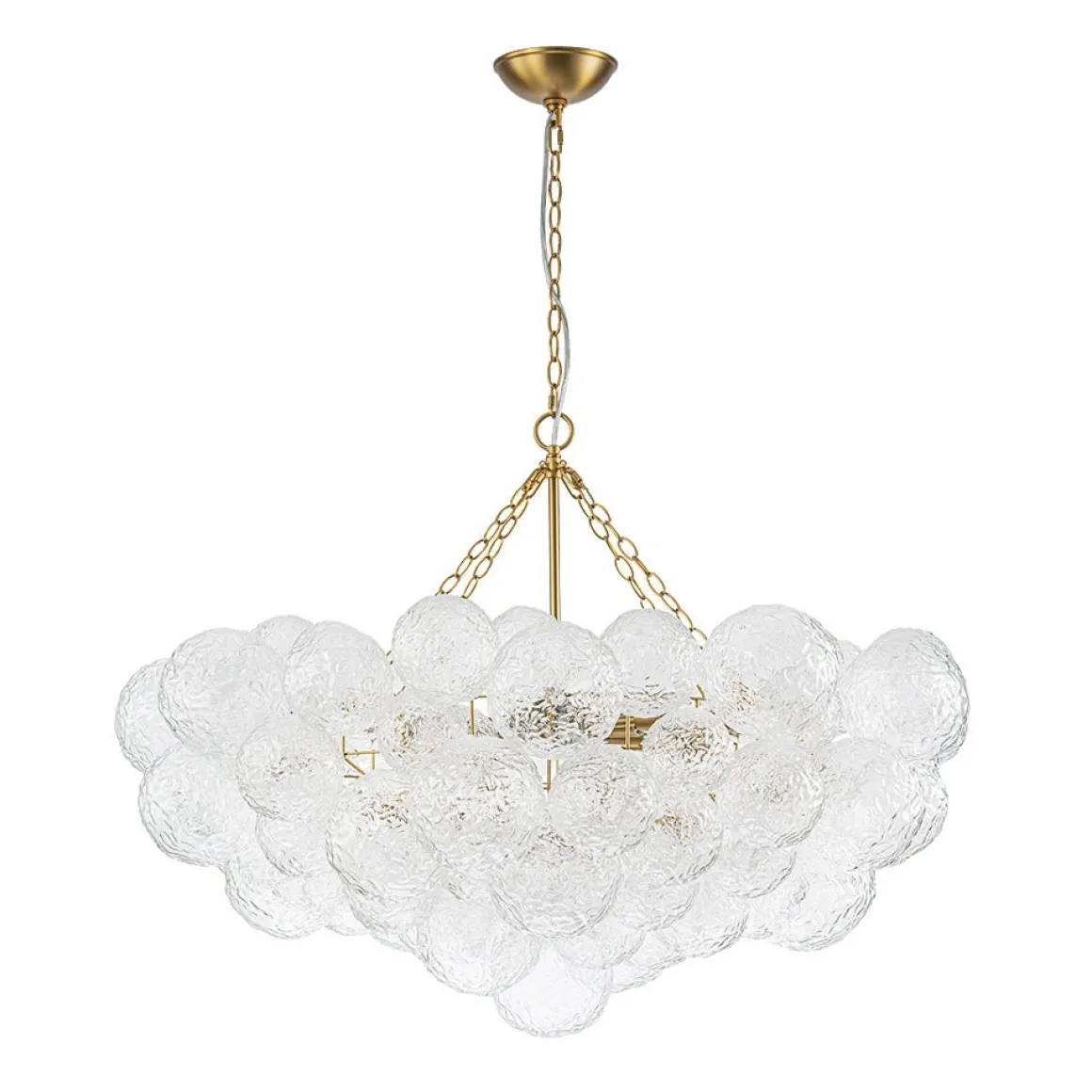 Luxe Large Cluster Rippled Glass Globe Round Bubble Chandelier