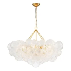 Luxe Large Cluster Rippled Glass Globe Round Bubble Chandelier