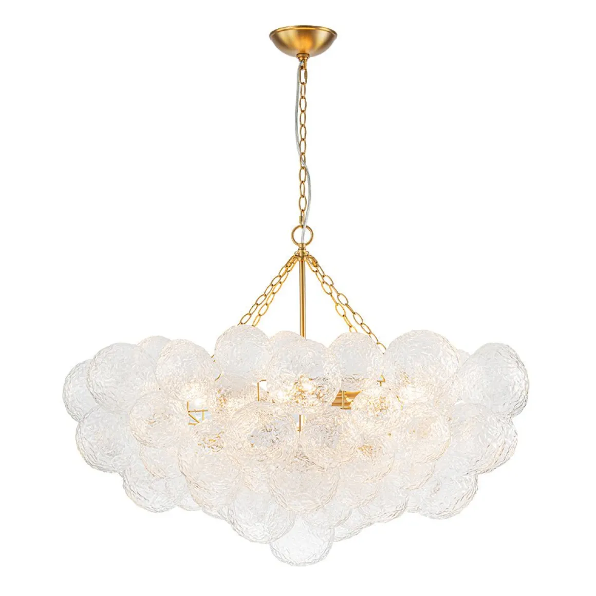 Luxe Large Cluster Rippled Glass Globe Round Bubble Chandelier