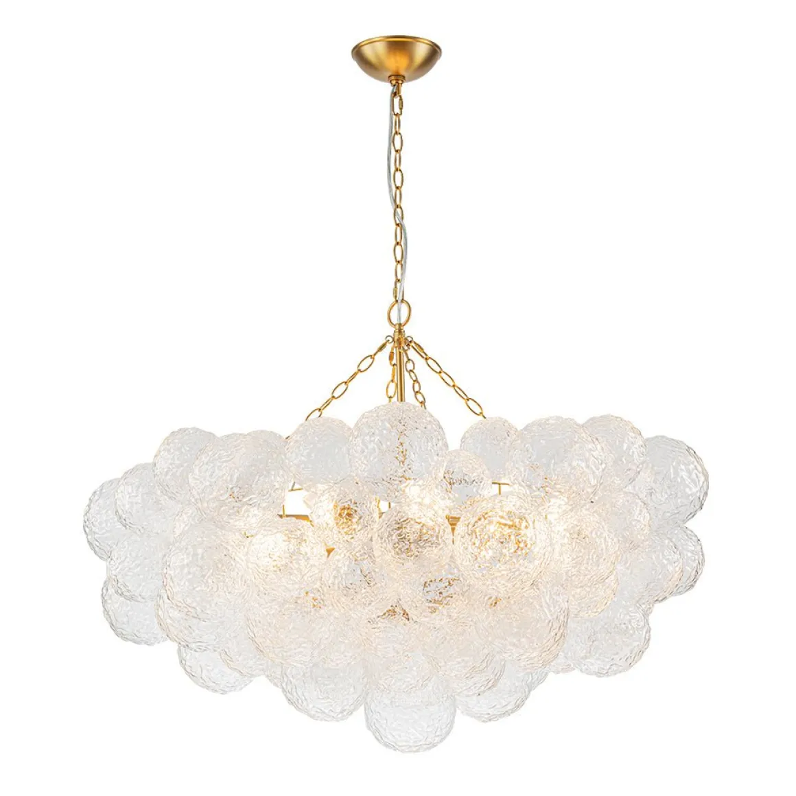 Luxe Large Cluster Rippled Glass Globe Round Bubble Chandelier