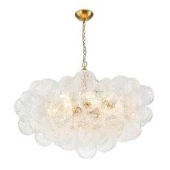Luxe Large Cluster Rippled Glass Globe Round Bubble Chandelier