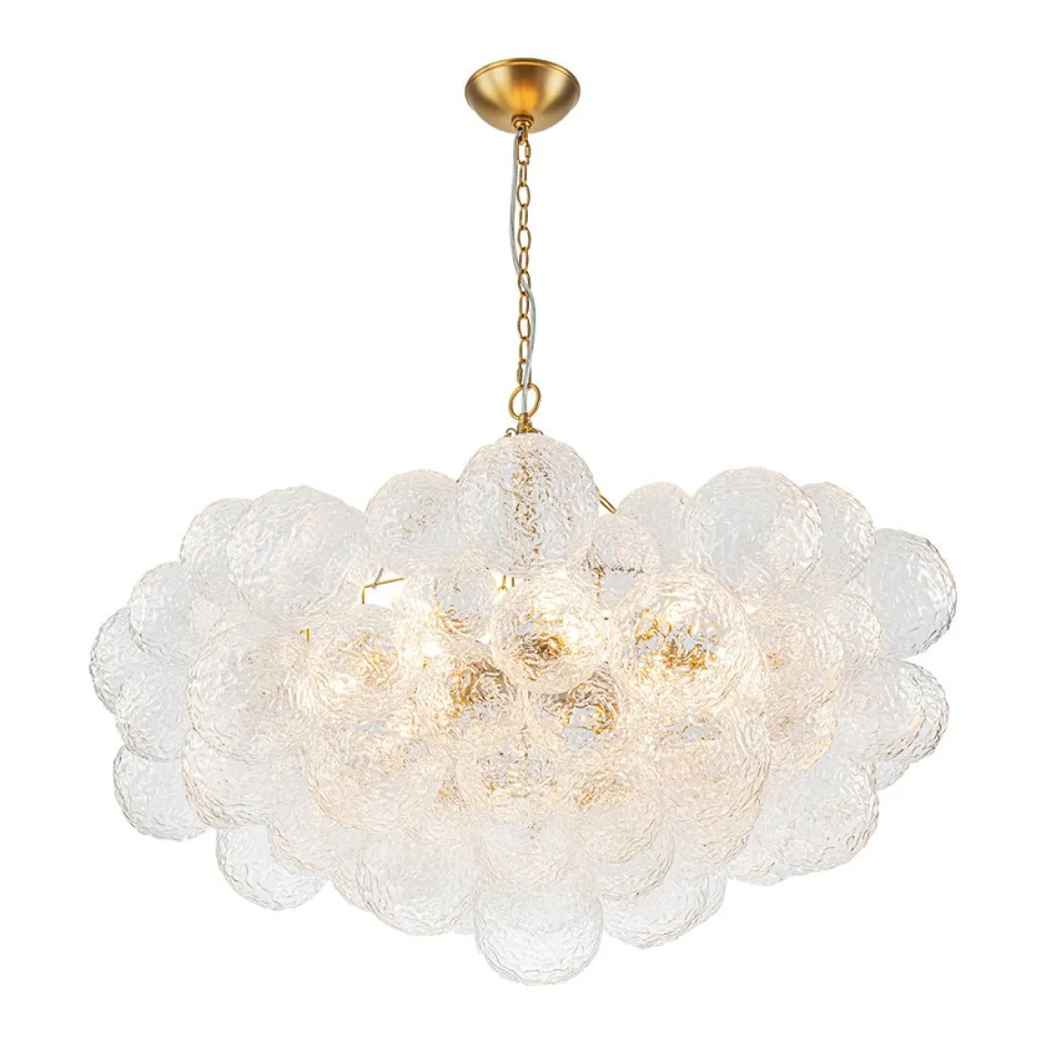 Luxe Large Cluster Rippled Glass Globe Round Bubble Chandelier