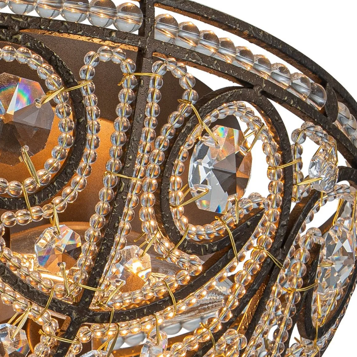 Luxe Moroccan Antique Bronze Crystal Ceiling Light