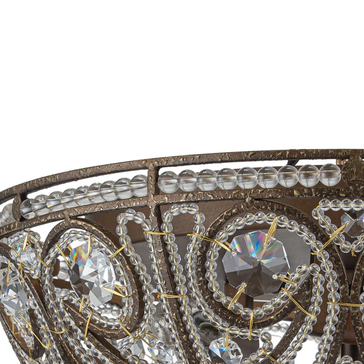 Luxe Moroccan Antique Bronze Crystal Ceiling Light
