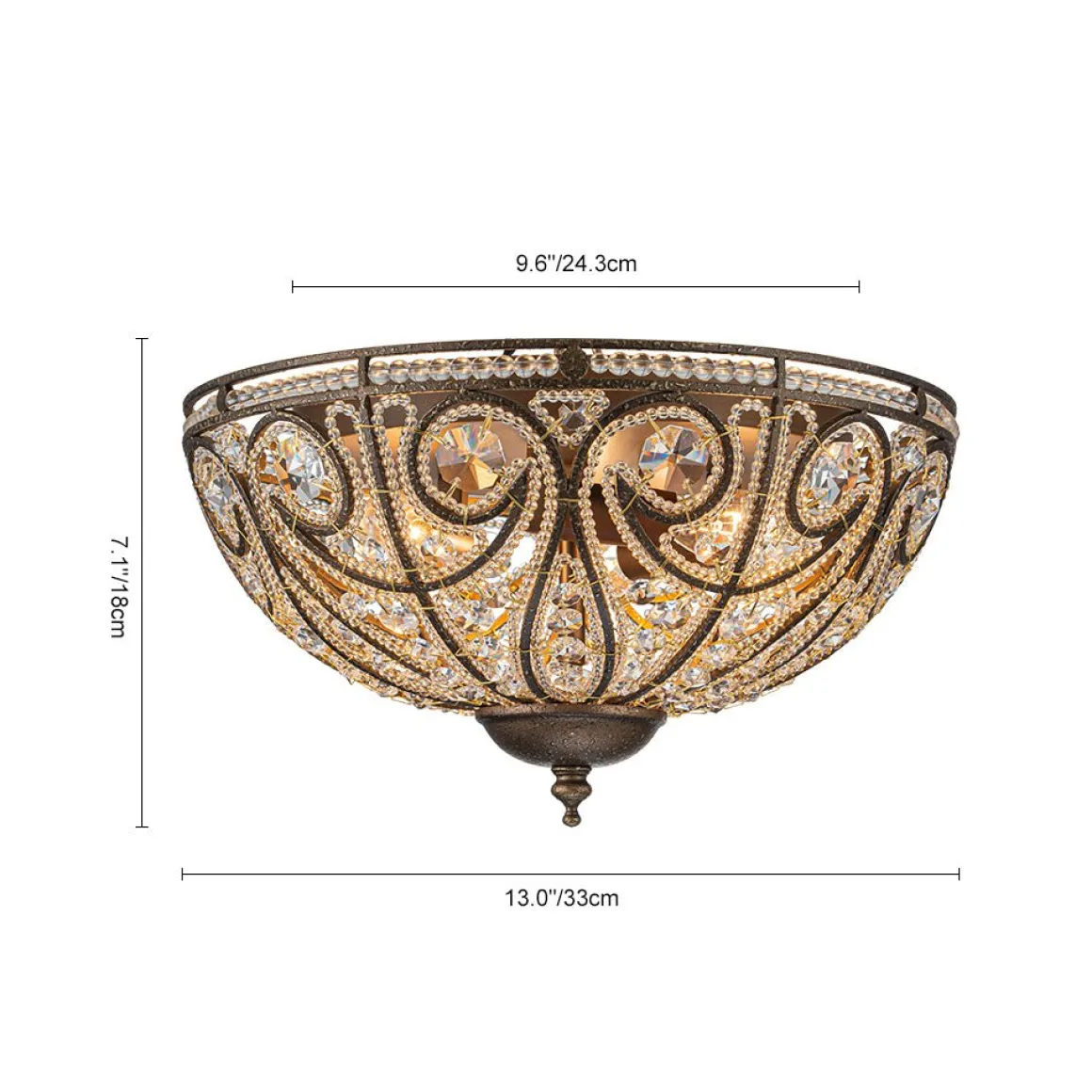 Luxe Moroccan Antique Bronze Crystal Ceiling Light