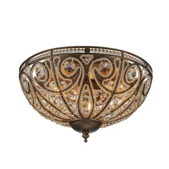 Luxe Moroccan Antique Bronze Crystal Ceiling Light