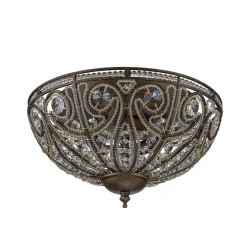 Luxe Moroccan Antique Bronze Crystal Ceiling Light