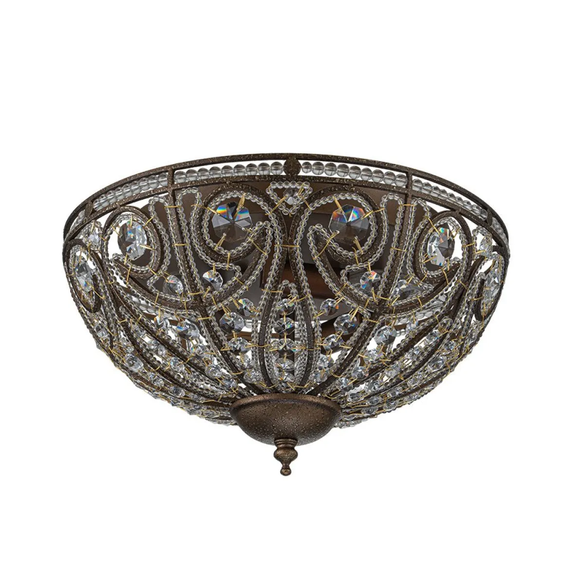 Luxe Moroccan Antique Bronze Crystal Ceiling Light