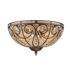 Luxe Moroccan Antique Bronze Crystal Ceiling Light