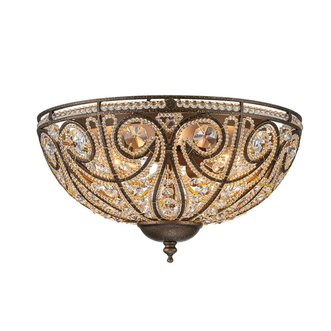 Luxe Moroccan Antique Bronze Crystal Ceiling Light