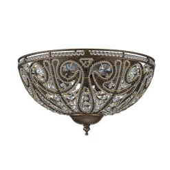 Luxe Moroccan Antique Bronze Crystal Ceiling Light