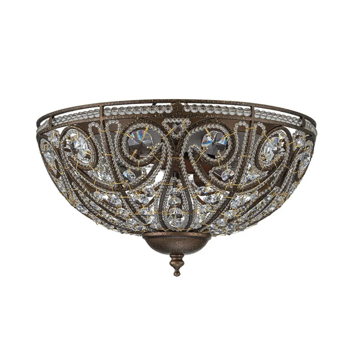 Luxe Moroccan Antique Bronze Crystal Ceiling Light