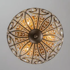 Luxe Moroccan Antique Bronze Crystal Ceiling Light