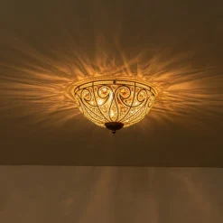 Luxe Moroccan Antique Bronze Crystal Ceiling Light
