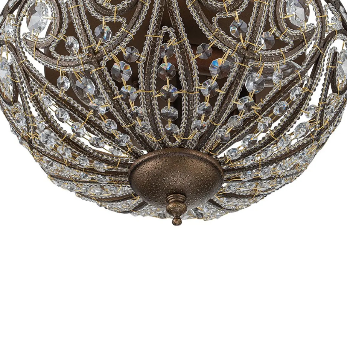 Luxe Moroccan Antique Bronze Crystal Ceiling Light
