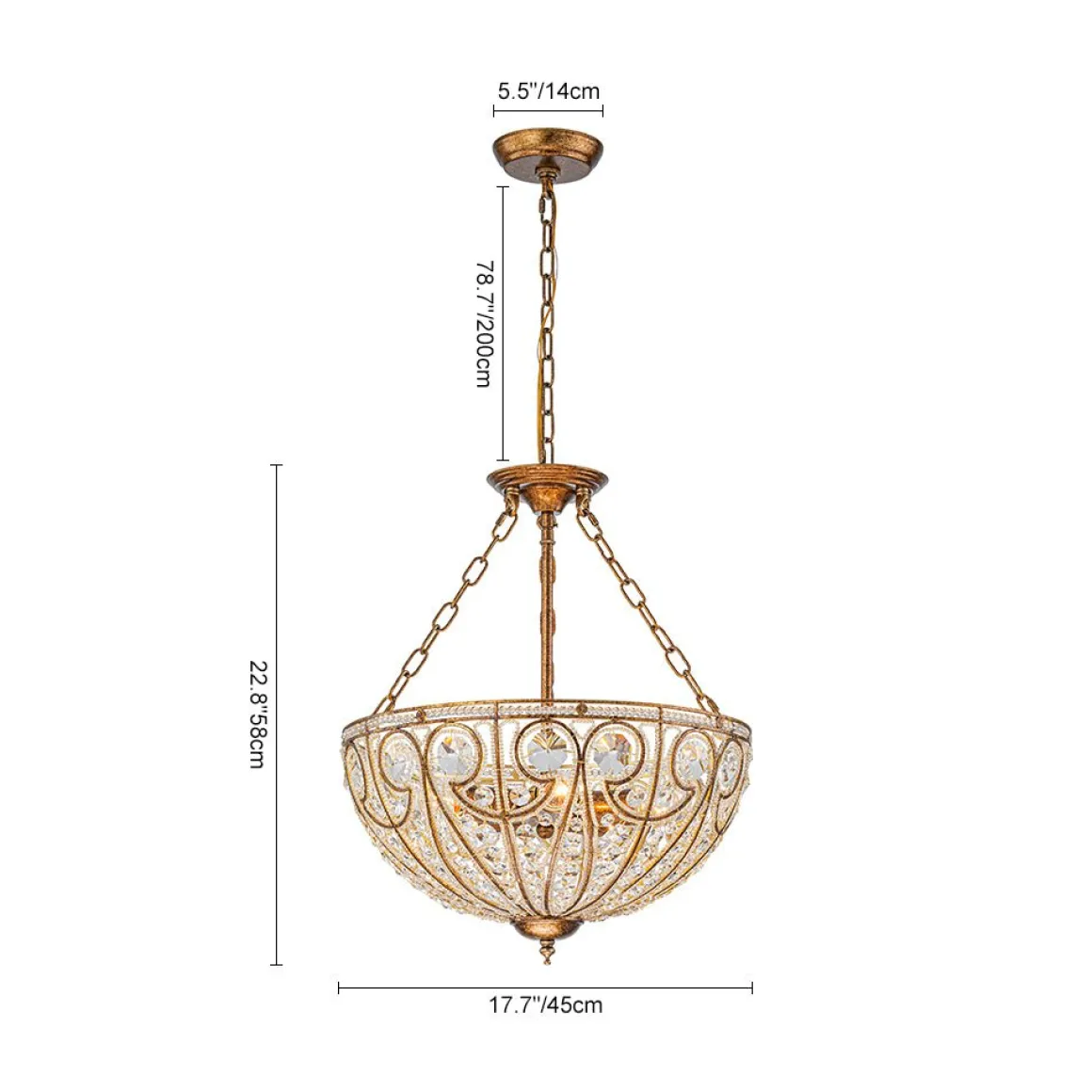 Luxe Moroccan Antique Bronze Crystal Round Cage Chandelier