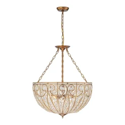 Luxe Moroccan Antique Bronze Crystal Round Cage Chandelier