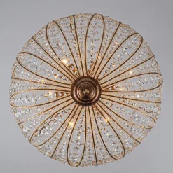 Luxe Moroccan Antique Bronze Crystal Round Cage Chandelier