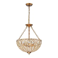 Luxe Moroccan Antique Bronze Crystal Round Cage Chandelier