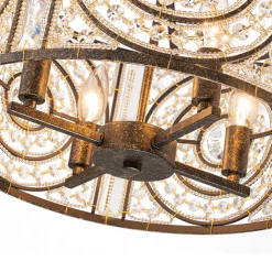 Luxe Moroccan Antique Crystal Drum Cage Chandelier