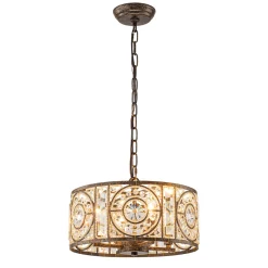 Luxe Moroccan Antique Crystal Drum Cage Chandelier