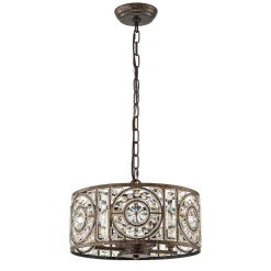 Luxe Moroccan Antique Crystal Drum Cage Chandelier