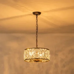 Luxe Moroccan Antique Crystal Drum Cage Chandelier