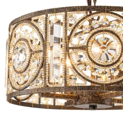 Luxe Moroccan Antique Crystal Drum Cage Chandelier