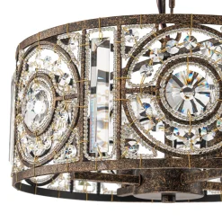 Luxe Moroccan Antique Crystal Drum Cage Chandelier