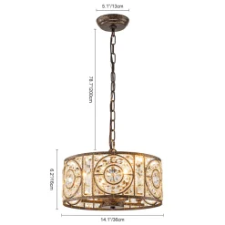 Luxe Moroccan Antique Crystal Drum Cage Chandelier