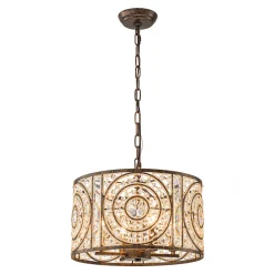 Luxe Moroccan Antique Crystal Drum Cage Chandelier