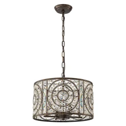 Luxe Moroccan Antique Crystal Drum Cage Chandelier