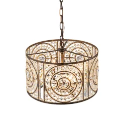 Luxe Moroccan Antique Crystal Drum Cage Chandelier