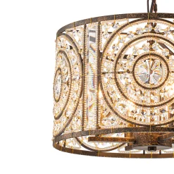 Luxe Moroccan Antique Crystal Drum Cage Chandelier