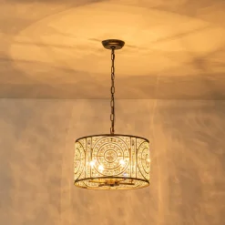 Luxe Moroccan Antique Crystal Drum Cage Chandelier
