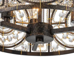 Luxe Moroccan Antique Crystal Drum Semi Flush Mount
