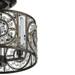 Luxe Moroccan Antique Crystal Drum Semi Flush Mount