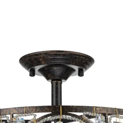 Luxe Moroccan Antique Crystal Drum Semi Flush Mount