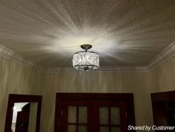 Luxe Moroccan Antique Crystal Drum Semi Flush Mount