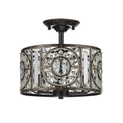 Luxe Moroccan Antique Crystal Drum Semi Flush Mount