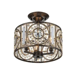 Luxe Moroccan Antique Crystal Drum Semi Flush Mount