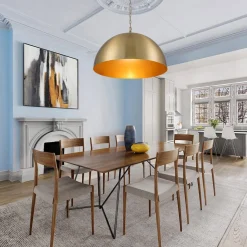 Luxe Oversized Brushed Brass Iron Large Dome Pendant Light
