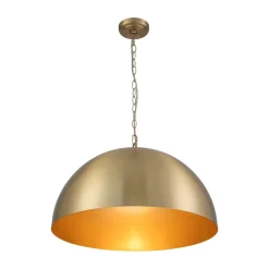Luxe Oversized Brushed Brass Iron Large Dome Pendant Light