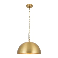 Luxe Oversized Brushed Brass Iron Large Dome Pendant Light