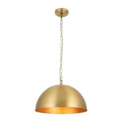 Luxe Oversized Brushed Brass Iron Large Dome Pendant Light
