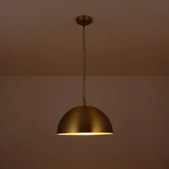 Luxe Oversized Brushed Brass Iron Large Dome Pendant Light