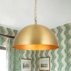 Luxe Oversized Brushed Brass Iron Large Dome Pendant Light