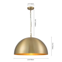 Luxe Oversized Brushed Brass Iron Large Dome Pendant Light