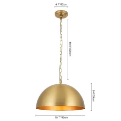 Luxe Oversized Brushed Brass Iron Large Dome Pendant Light