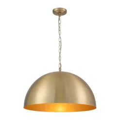 Luxe Oversized Brushed Brass Iron Large Dome Pendant Light